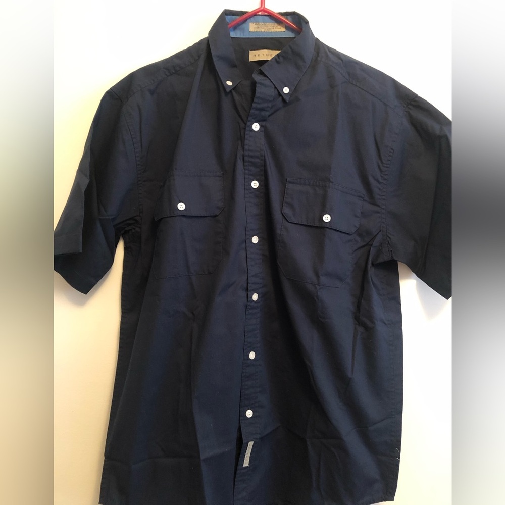 Men's Navy Blue Button-Up Shirt
